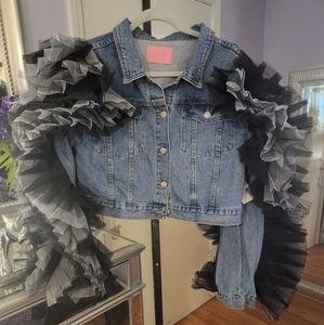 Denim Jacket with Huge Ruffles